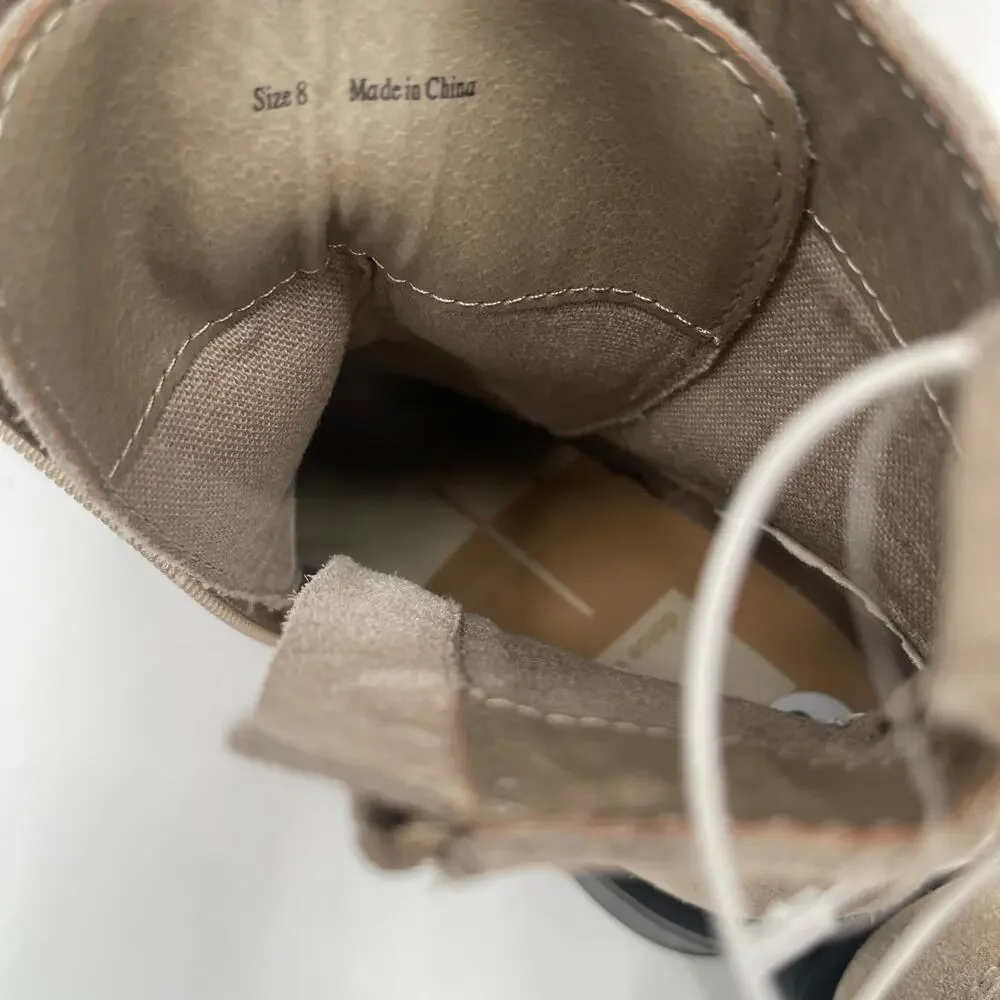 DOLCE VITA Nigel Boots Size 8 Lace Up Heels NEW Suede Leather Bootie Taupe NWOT - Picture 5 of 16